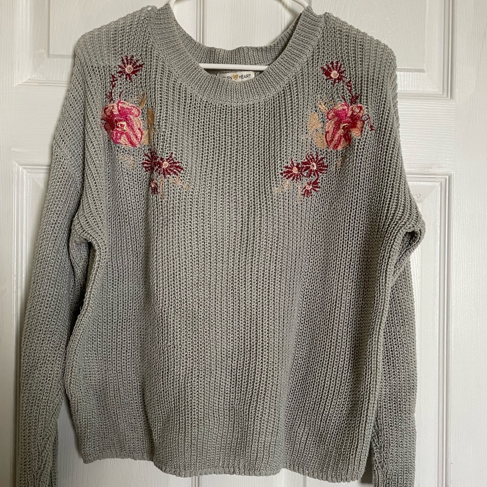 floral embroidered sweater